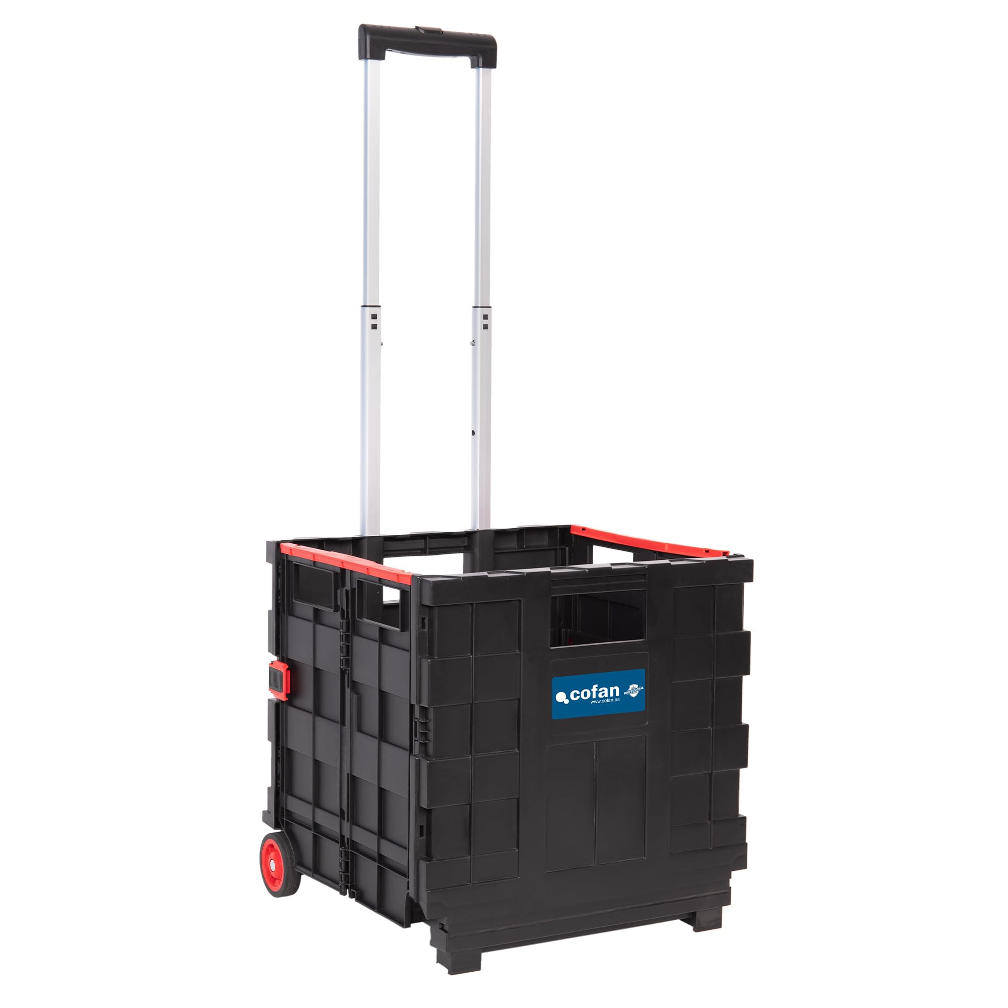 Cofan Folding Trolley with Telescopic Handle | Reinforced Structure with Wheels | Capacity: 25 kg | Ergonomic Handle