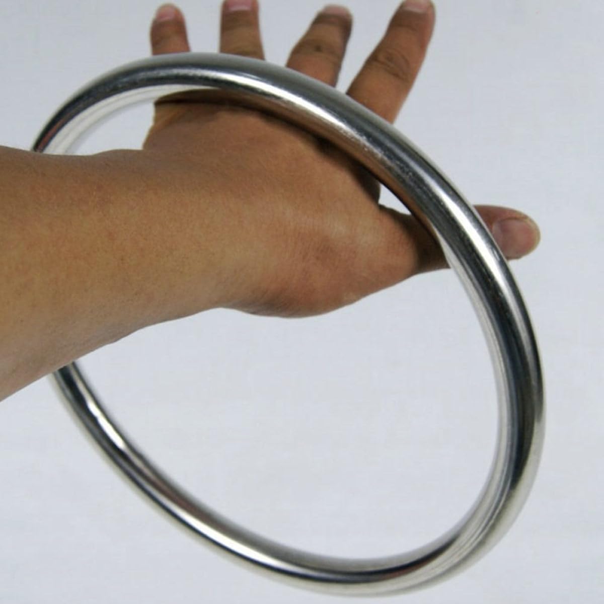 Operitacx Verstellbare Ringe Silber aus Edelstahl Robuster Armtrainingsring zum Krafttraining im Sommer Strapazierfähiger Edelstahlkreis für Männer und Griffverstärker