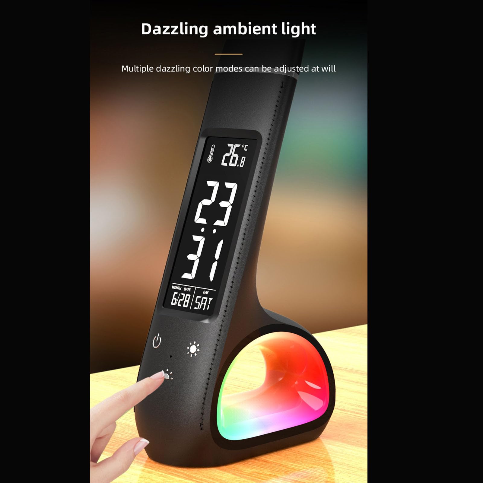 Lampada da Scrivania a LED, 3 modalità di Temperatura Colore Lampada da Lettura Regolabile Dimmerabile per la Cura degli Occhi, da Studio con Schermo LCD VA Display Ora e Data Temperatura