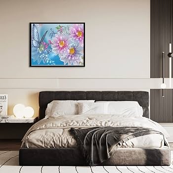 Amazon | ダイヤモンドアート キット バラの花と蝶です 5Dモザイク