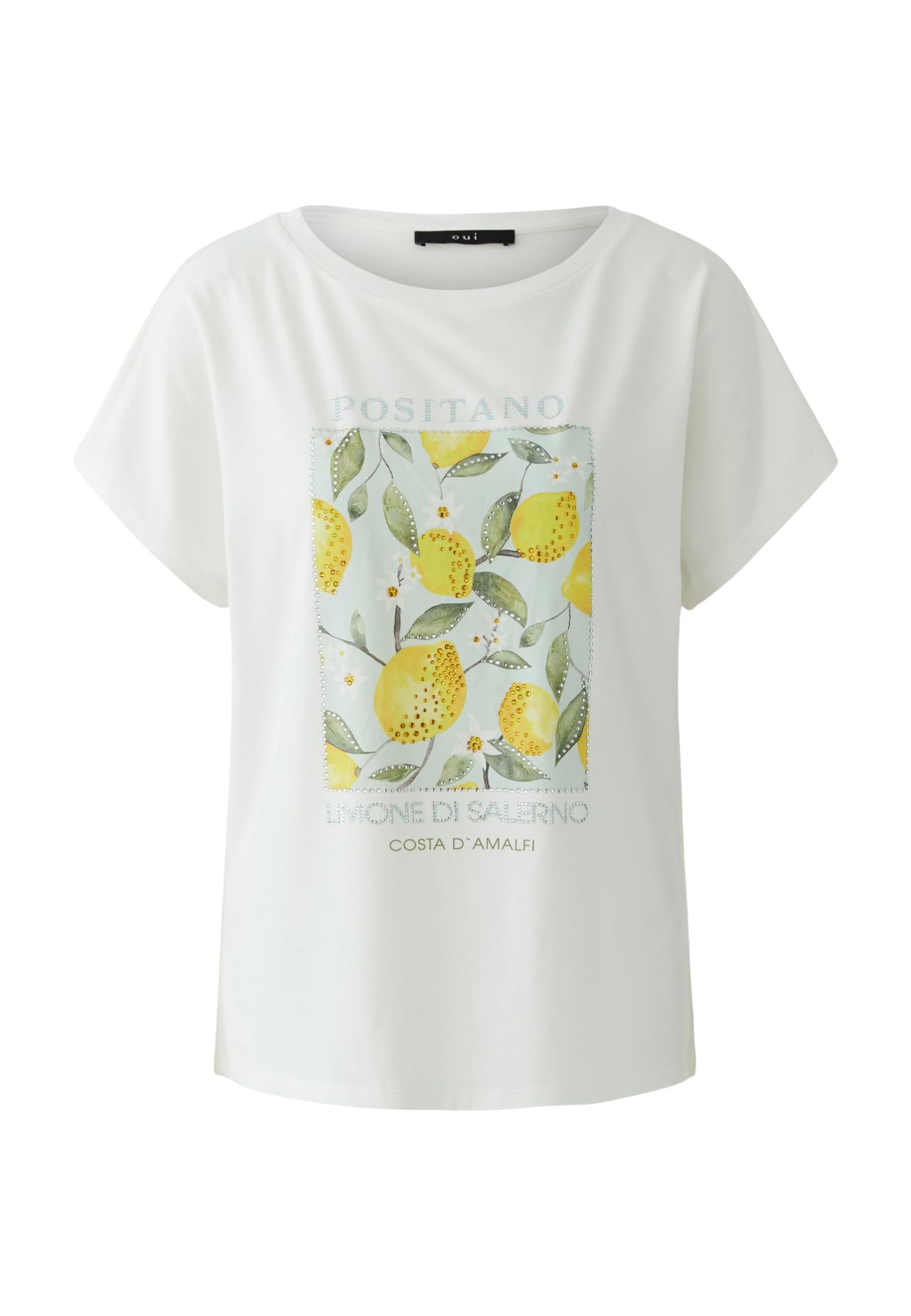 Oui Damen T-Shirt lässig geschnitten Platziertes Motiv