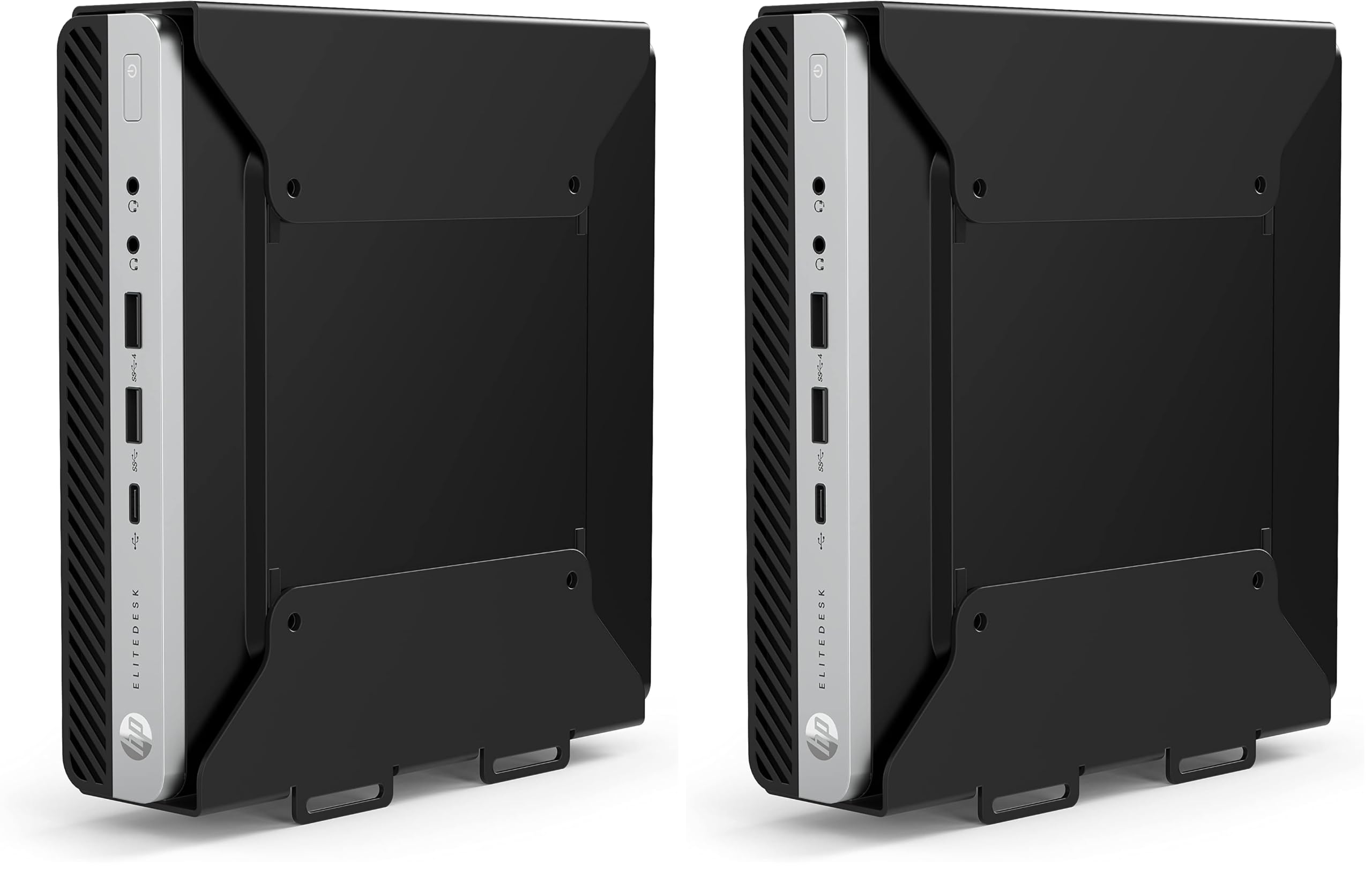 HumanCentric VESA Mount Bracket for HP Desktop Mini, ProDesk and EliteDesk - Under Desk, Wall and Arm Mounting Kit with Power Adapter Holder (Pack of 2)