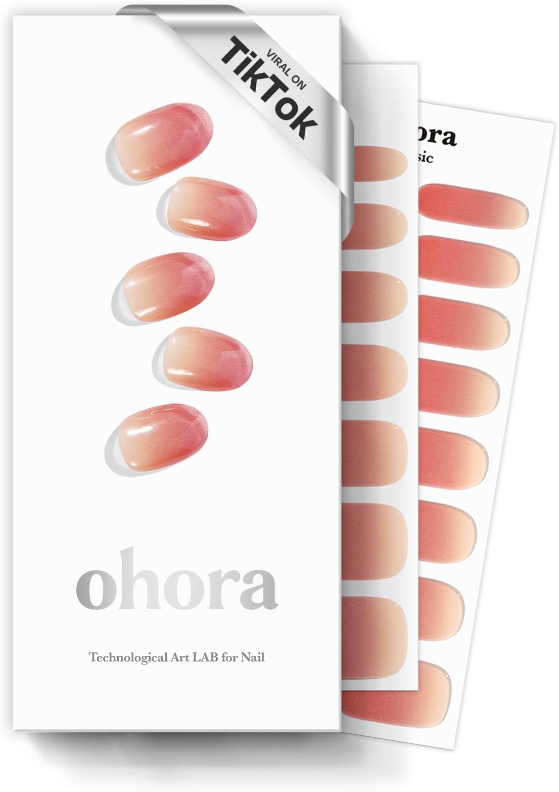 Ohora Semi Cured Gel Nail Strips - Red, Ombre, 30 Pcs, UV Lamp Compatible, Salon-Quality, Long-Lasting & Easy to Apply, Includes 2 Prep Pads, Nail File & Stick