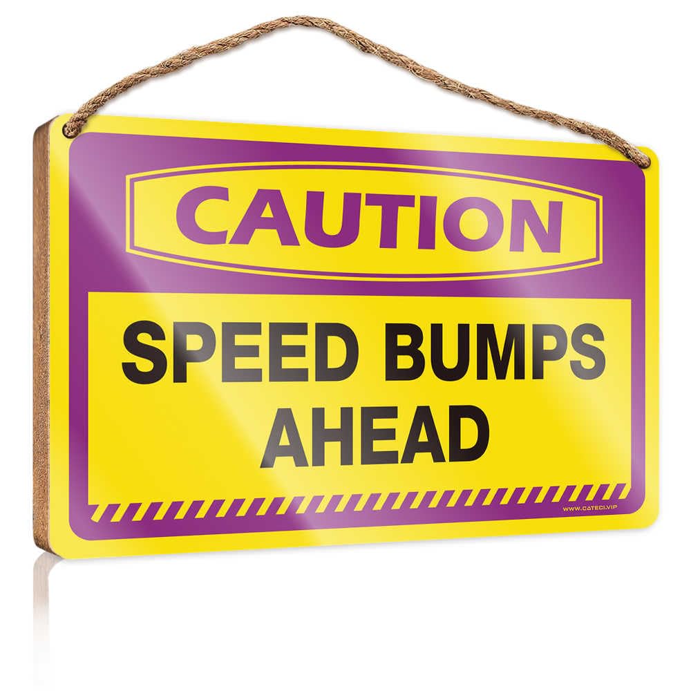 Winter Sign For Front Door Caution Speed Bumps Ahead Wooden Sign Fun Stuff Posters For Teens(23X35CM)