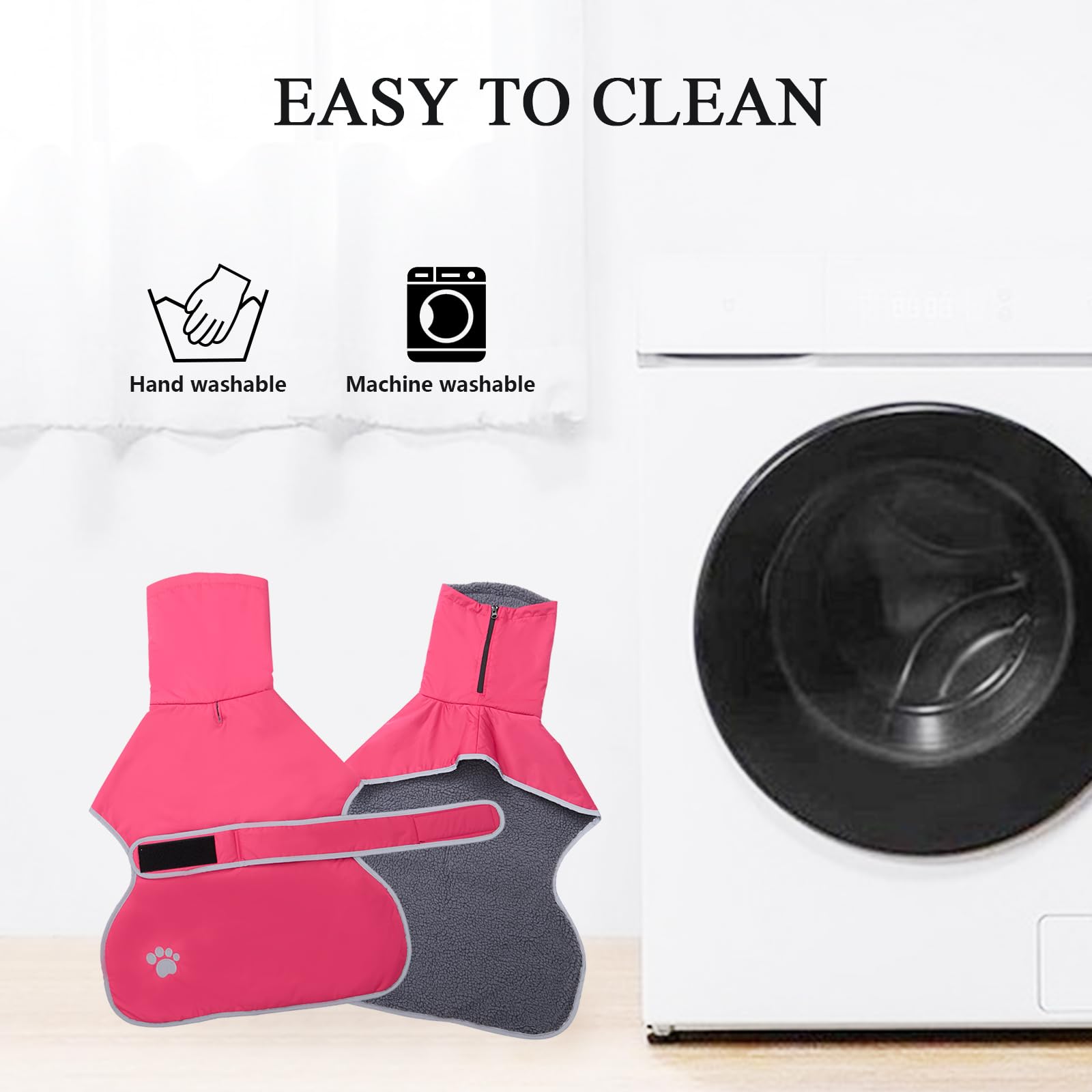Geyecete Abrigo Invierno Impermeable para Perro Galgo, con Forro Polar cálido y Agujero del arnés, Térmico Chaquetas Ideal para Uso al Aire Libre, Perros medianos y Grandes-Rosa-L