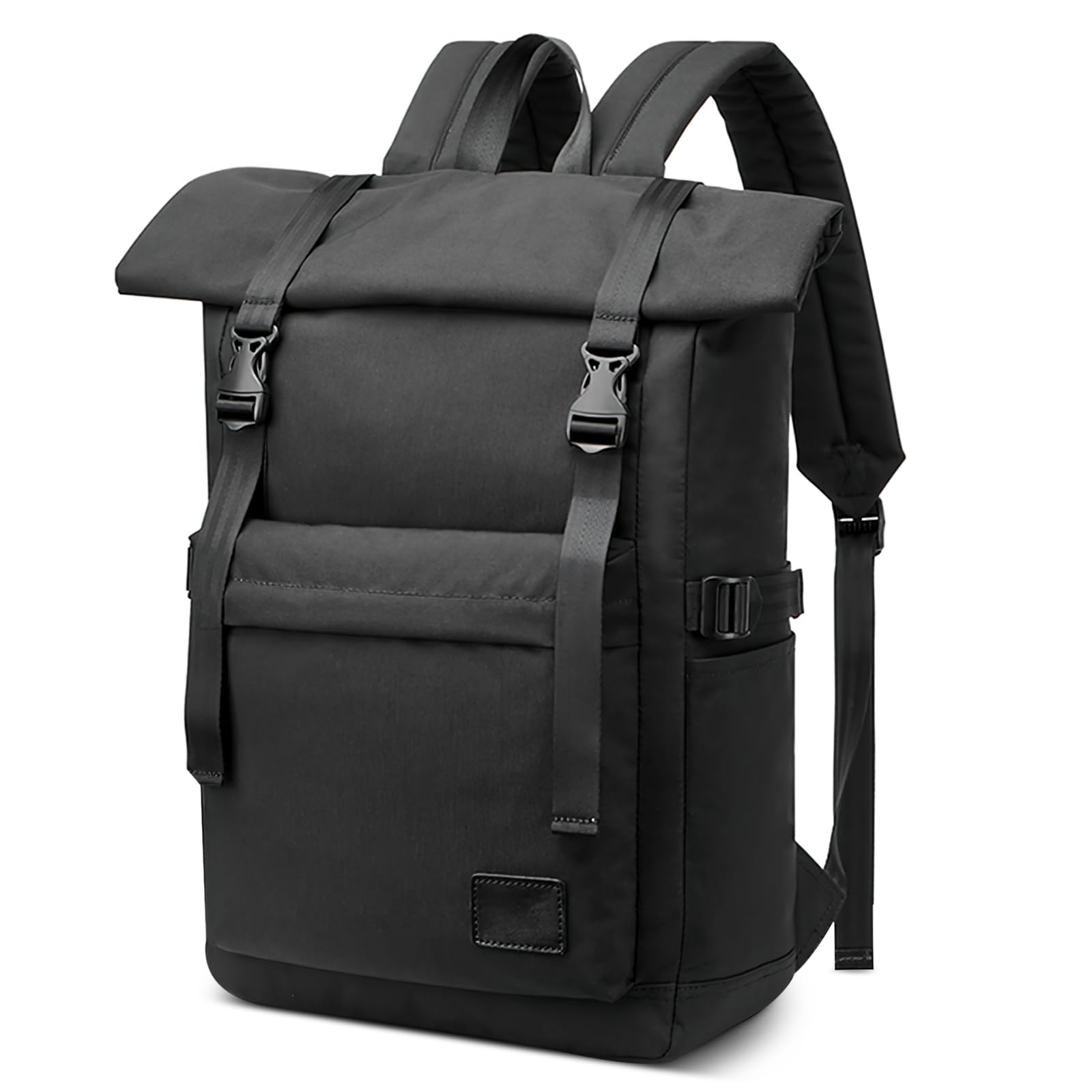 Zaino Elegante Grande per Uomo - 15.6 Pollici Computer Portatile con Cinghia Posteriore - Impermeabile per Ufficio, Viaggio, Campeggio, Lavoro, Escursionismo, Quotidiano - Nero
