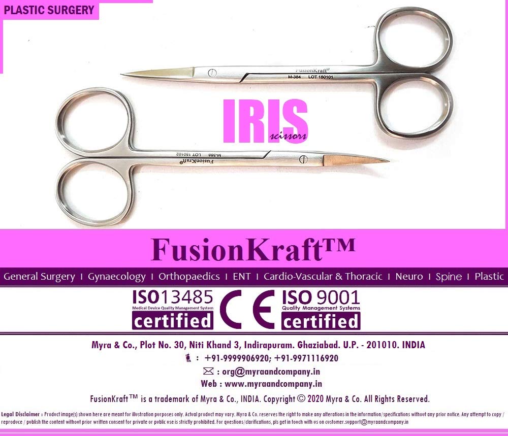 FusionKraft Iris Scissors, Curved Blades, Sharp Pointed Tips, 5" - Image 4 thumbnail