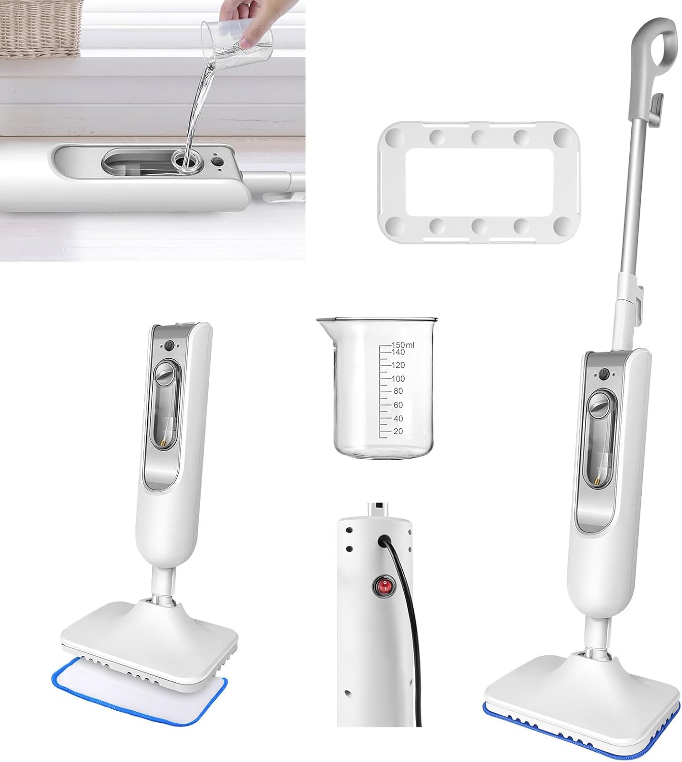 Floor Steamer Mop Steam Mop for Hard Floor Cleaner,Steam Cleaner Electric Mop Floor Mop Wet Dry Dust Flat Cleaning Mop with 400 ML Tank2 Washable Mop Pads for Laminate Floors