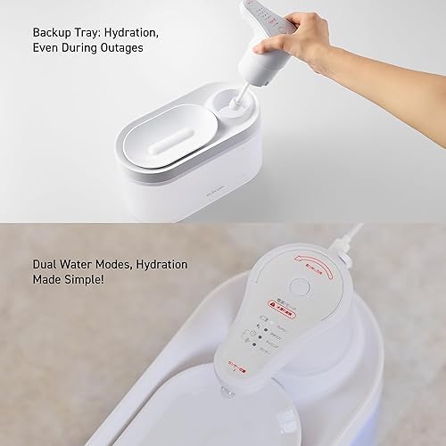 Miniatura 4 de ELECOM Fuente de agua automática silenciosa inalámbrica para mascotas, capacidad de 2.5 litros, sensor de movimiento y modo temporizador, batería