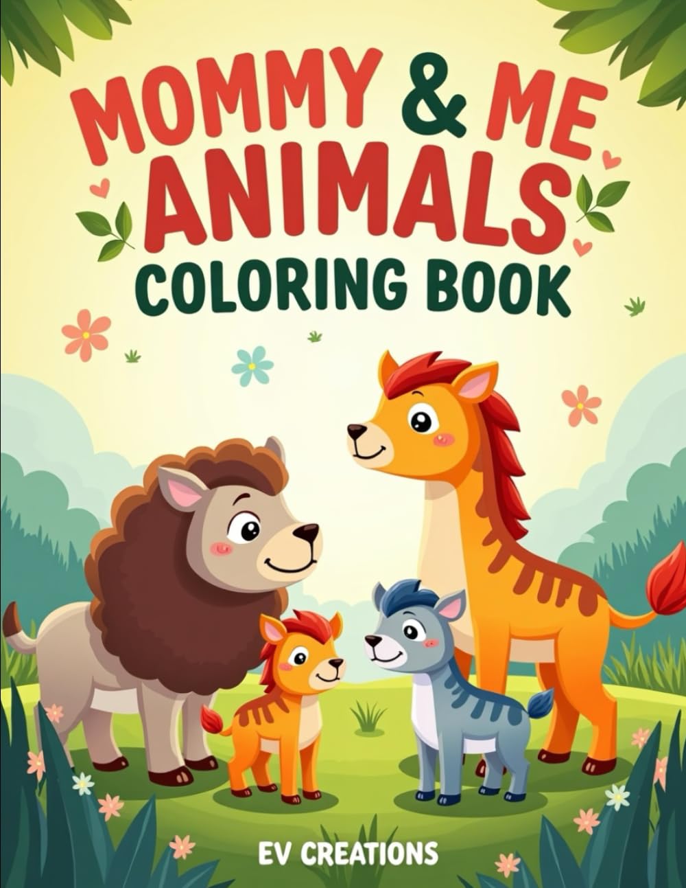 Mommy & Me Animals Coloring Book: Cute Mother and Baby Animals for Kids Ages 2–6