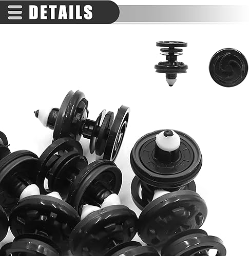 Miniatura 6 de Motoforti 8mm Rivets Clips, Bumper Fender Fastener, for Audi A6 2012-2013, Plastic, 7L6868243, Black, 10pcs