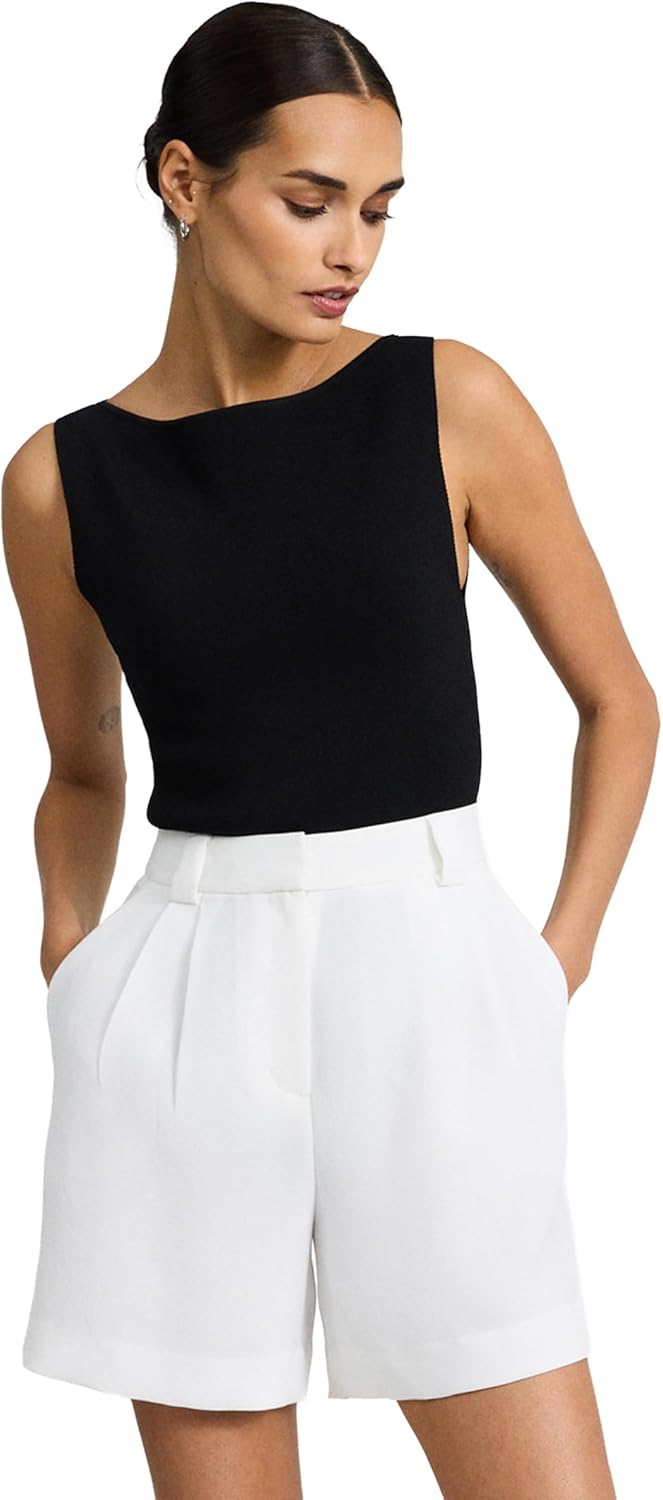 EXPRESS Women’s Relaxed Shorts – High Rise 5" Inseam Soft Cotton Twill Pull-On Style with Stretch and All-Day Comfort