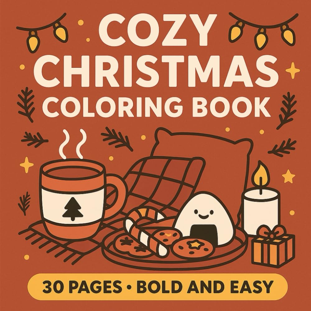 Cozy Christmas Home Coloring Book – Bold & Easy Pages: Cozy Holiday Decor, Treats, and Drinks for Calm Coloring Time