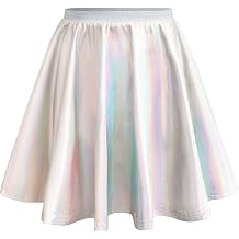 LYSMuch Girls High-Waisted Shiny Flared Holographic Skirt | Athletic Skirts with Shorts Stretchy Activewear, Teens Kids Performance Tennis