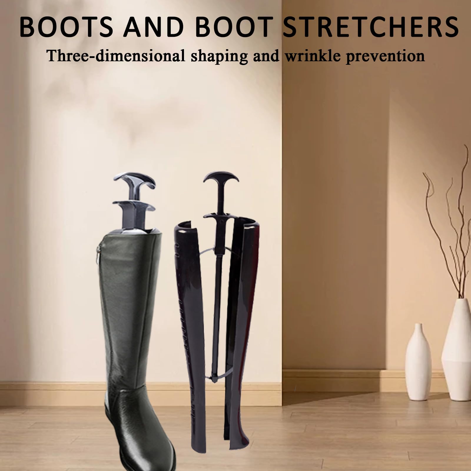 2 Piezas 41cm, Botas de plástico con Eje de árbol, Moldeador para Botas, para Bota Hombres Damas y Señoras(negro)