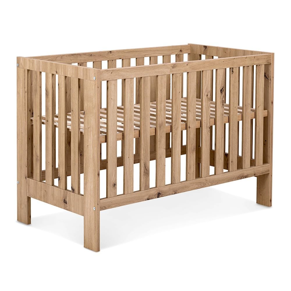 Mon Mobilier Design Amelia II Ensemble bébé Commode à Langer et lit évolutif 120x60 Chêne avec tiroir