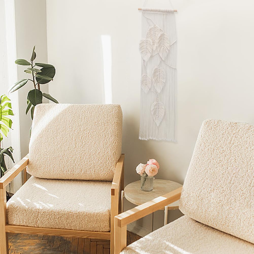 FREEBLOSS Set Macramé Feuille Kit Feuille Macramé Kit de Suspension Murale Macramé Feuille Frangé Macramé Feuille Blanches Kits de Macramé pour Débutants Tapisserie de Feuilles de Macramé