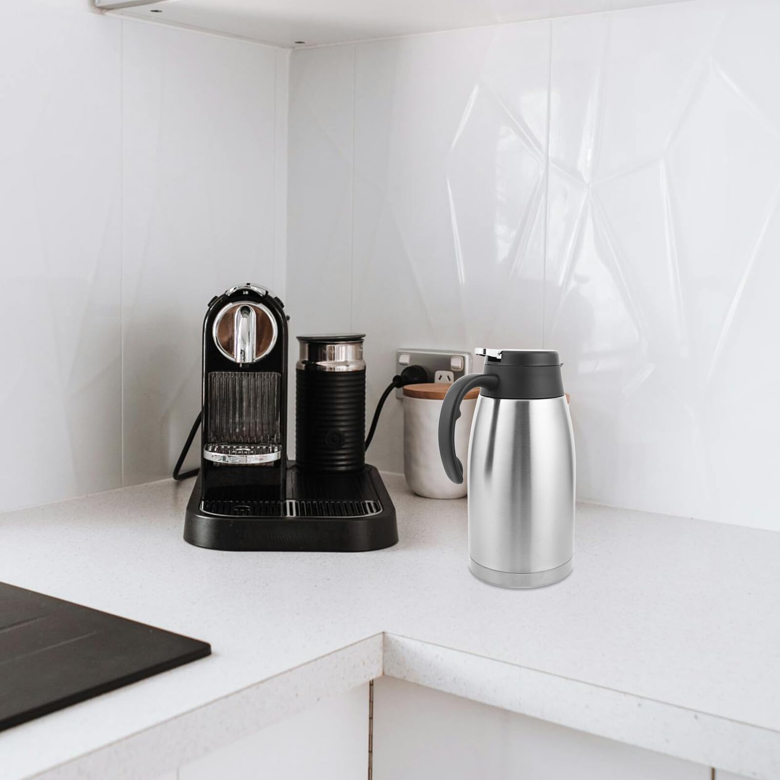 Uonlytech Caraffa Termica Acciaio Inox per Acqua Caffè Tè e Bevande Calde o Fredde Isolamento Vuoto per Ore per Casa Ufficio e Eventi