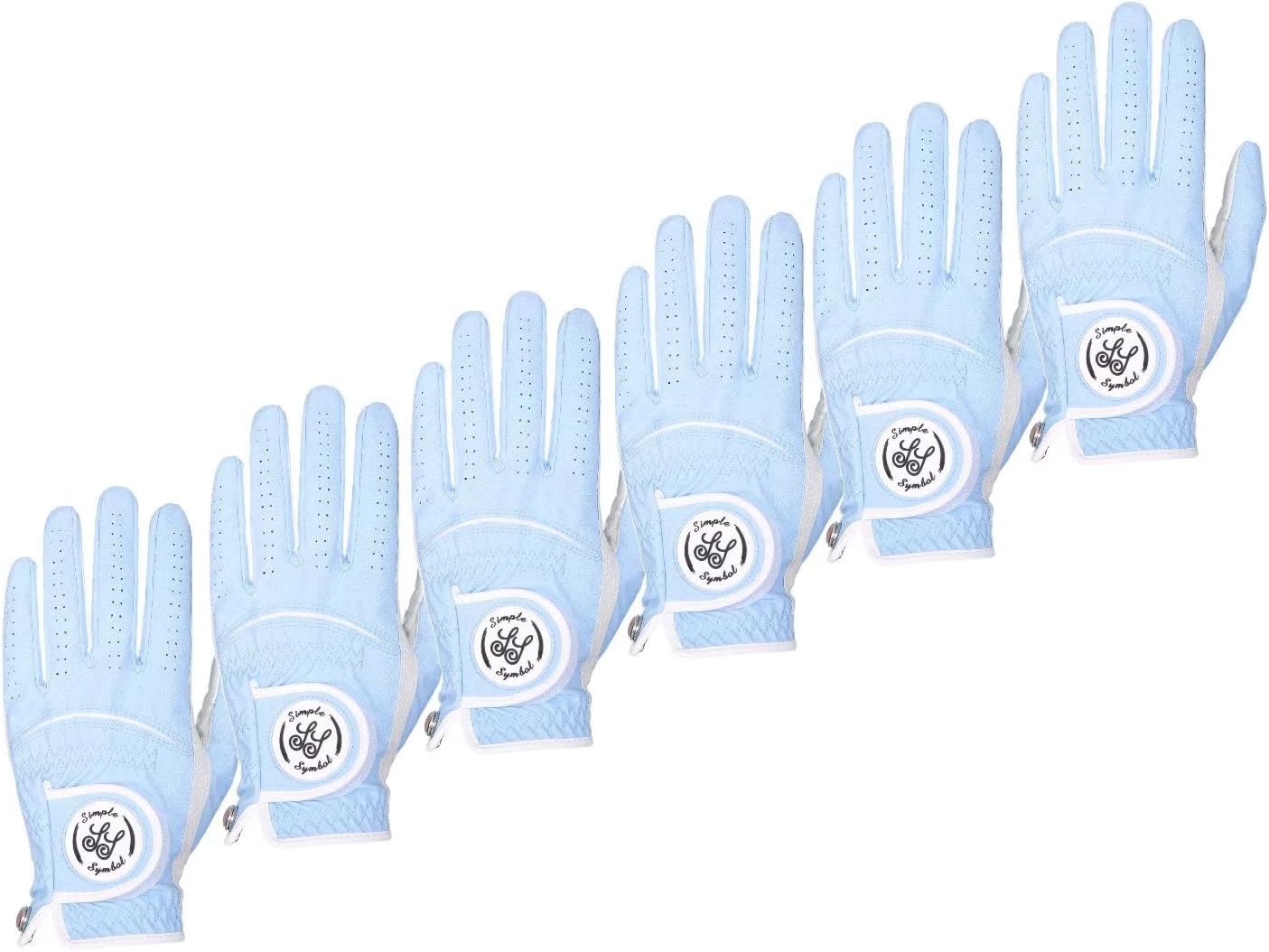 Men's Golf Glove High Grade Leather Six Pack，Six Left Hands, Six Right Hands,Six Colors,Red/Blue/Navy Blue/Sky Blue/Coffee/Beige