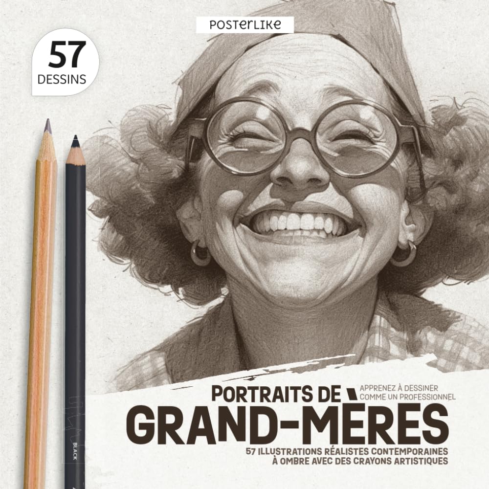 Apprenez à Dessiner comme un Professionnel. Portraits de Grand-Mères: 57 Exercices pour Perfectionner vos Compétences Artistiques avec des Dessins Réalistes Contemporains (Dessine comme un pro)