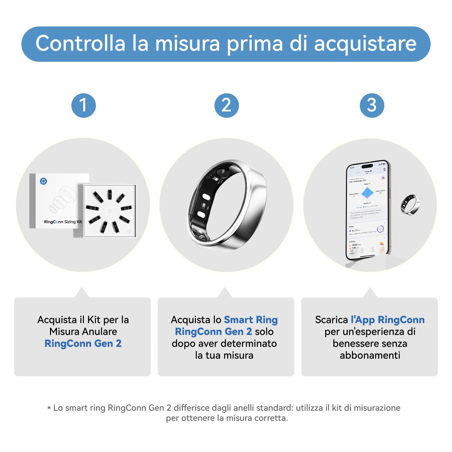 RingConn Gen 2 Smart Ring, Primo Al Mondo con Monitoraggio OSA, Nessun Abbonamento All'App, 12 Giorni di Batteria, Tracker di Stress/Frequenza Cardiaca/Salute Femminile, Compatibile Con Android e iOS