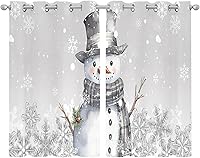 Vista 1 de Cortinas traslúcidas de muñeco de nieve gris de 39 pulgadas de largo, juego de 2 paneles de cortinas para cocina, dormitorio, sala de estar, puerta