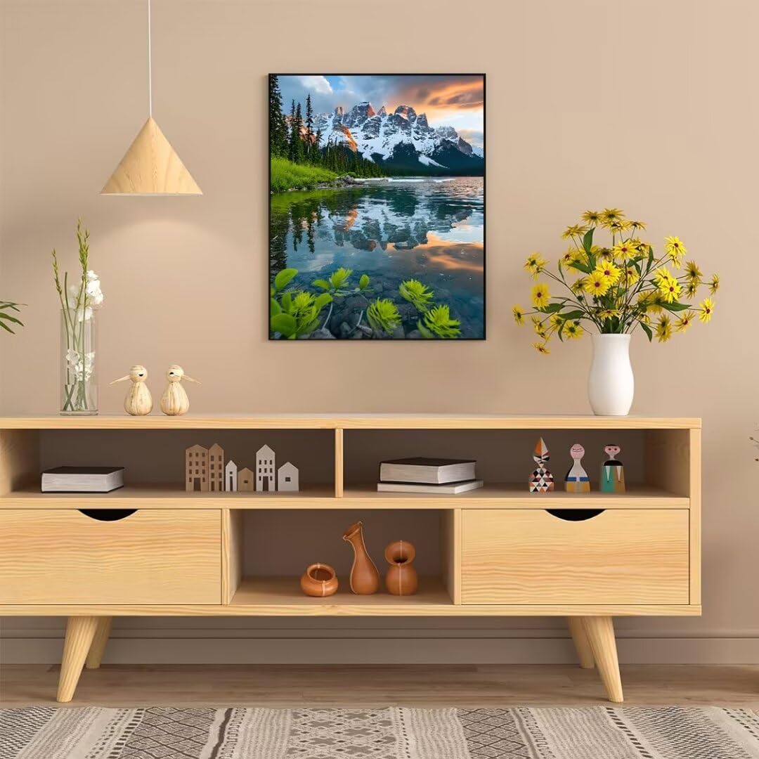 Pintura por Numeros Lago de montaña nevada Pintar por Numeros Adultos Niños, DIY Paint by Number Kit con Pinceles y Pinturas Acrilicos, Cuadros por Numeros, Decoración para el Hogar 100x70cm w-4816