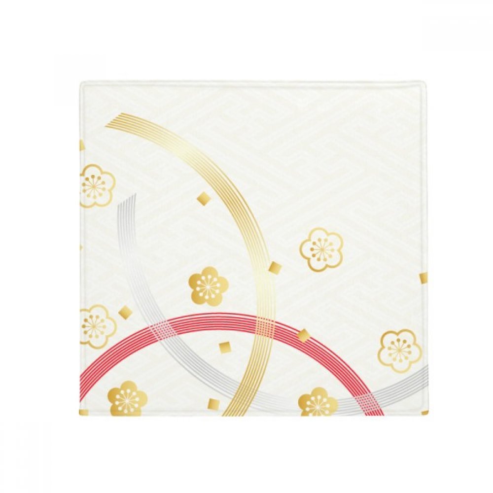 Tapis de sol carré 80x80cm blanc à motif géométrique et sakura multicolore