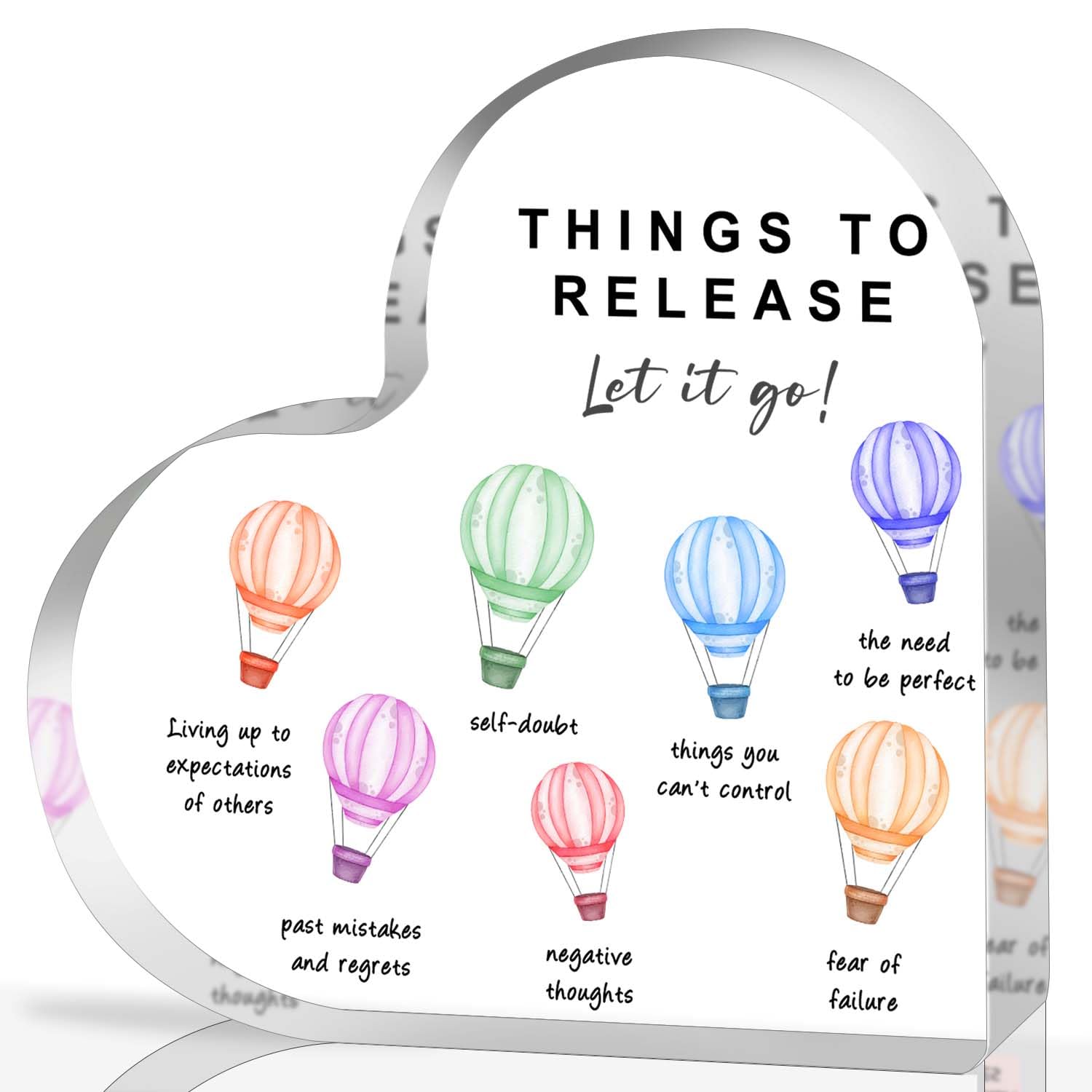 PIBONTO Mental Health Awareness Decor, Things to Release Psychotherapy Affirmations Heart Acrylic Sign, School Counselor Sign, Therapy Anxiety, Psychology Therapy Gift