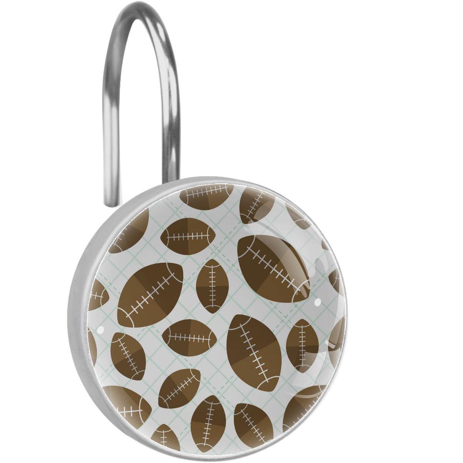 Crochets rideau de douche robustes en acier inox à glissement fluide motif rugby x12