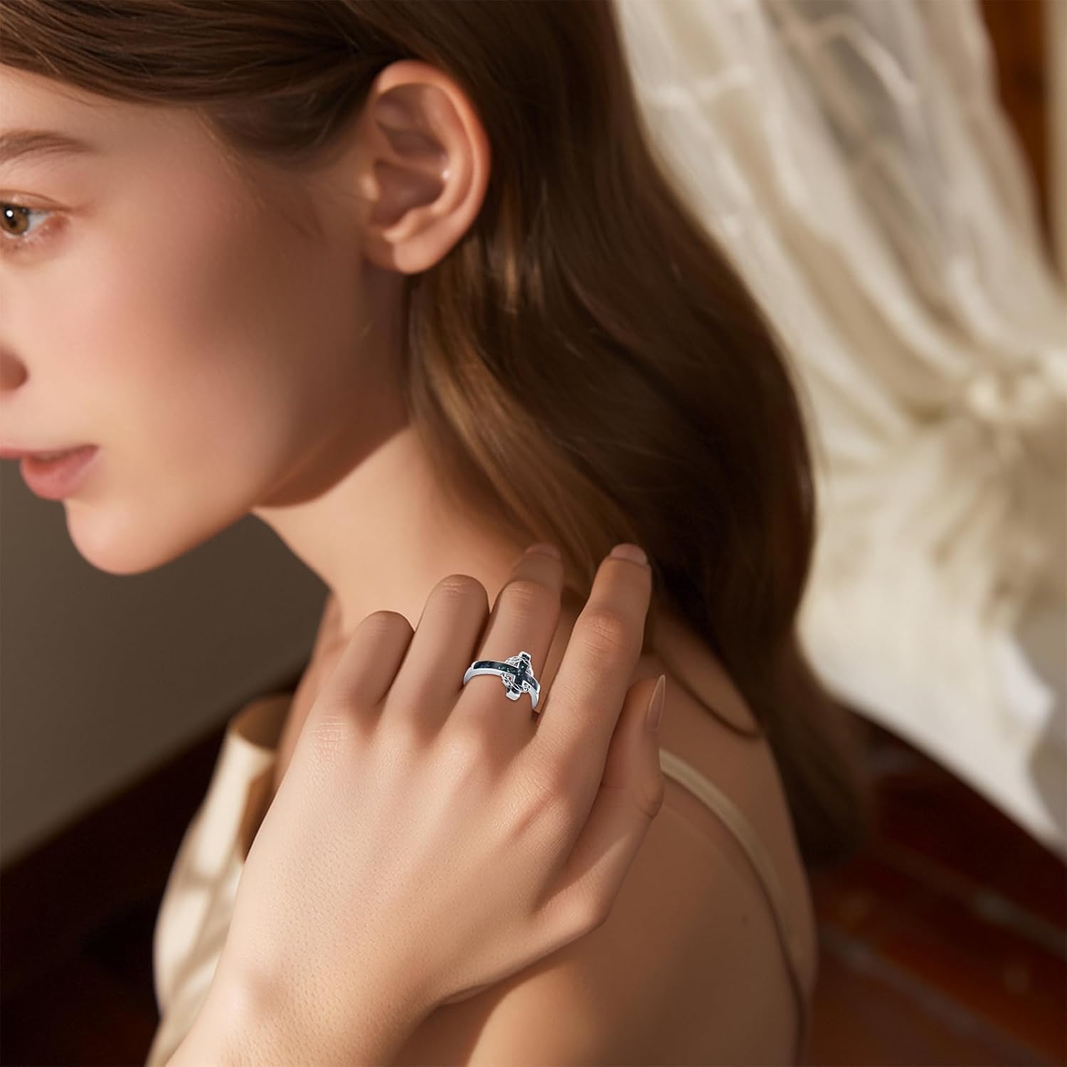 Crown of Thorns Ring 925 Sterling Sliver Cross Ring Christian Jewelry Catholic Gifts for Women Men Girlfriend Mom - Image 3