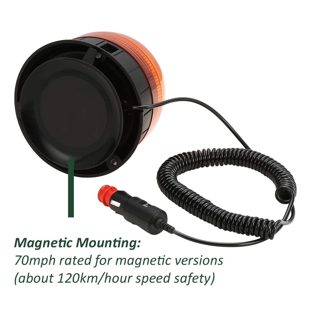 D-TECH LED 12/24V Luz de Advertencia Luz Estroboscópica Rotativo Luces de Emergencia con Base Magnética Homologado para Tractor Camion Vehículo Remolque