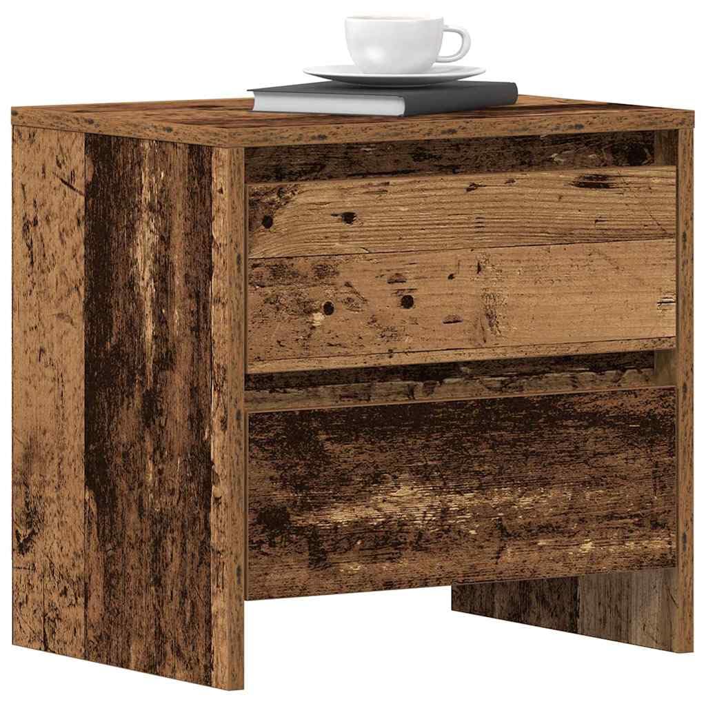 Stolik nocny, stare drewno, materiał drewnopochodny, 45 x 34 x 44,5 cm, szafka nocna z szufladą, miejsce do przechowywania, do sypialni, stolik nocny, stolik pomocniczy, materiał