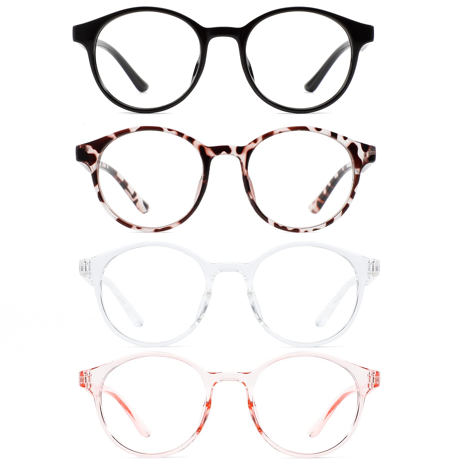 Przene 4 gafas de bloqueo de luz azul para hombres y mujeres, retro, redondas, para juegos de ordenador, antifatiga ocular, UV/deslumbramiento