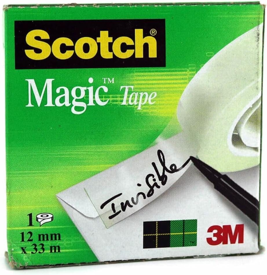 Scotch Magic Tape, 1 Roll, 12 mm x 33 m | General Purpose Sticky Tape for Document Repair, Labelling and Sealing; Matte-Finish, Invisible and Writable on