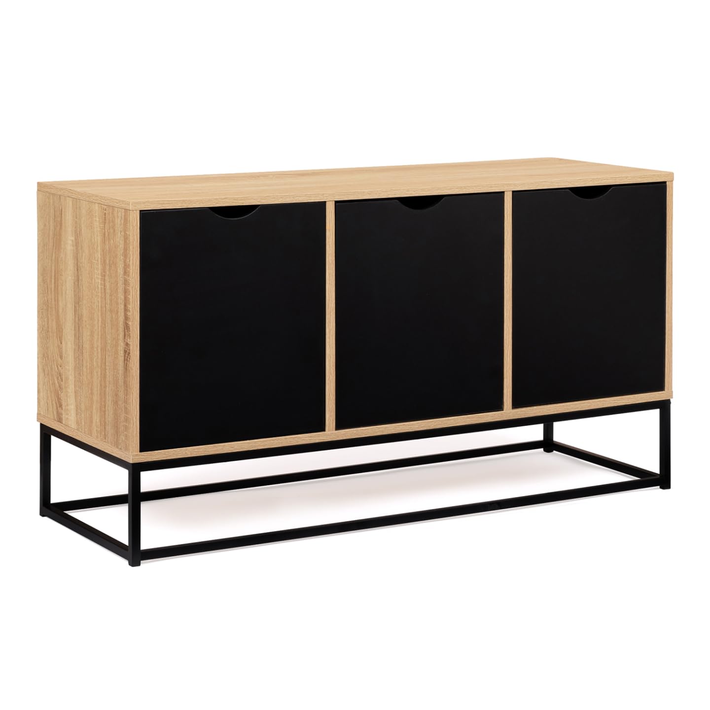 IDMarket Boston Design Industrial - Aparador bajo (3 Puertas Negras, 113 cm), Color Negro