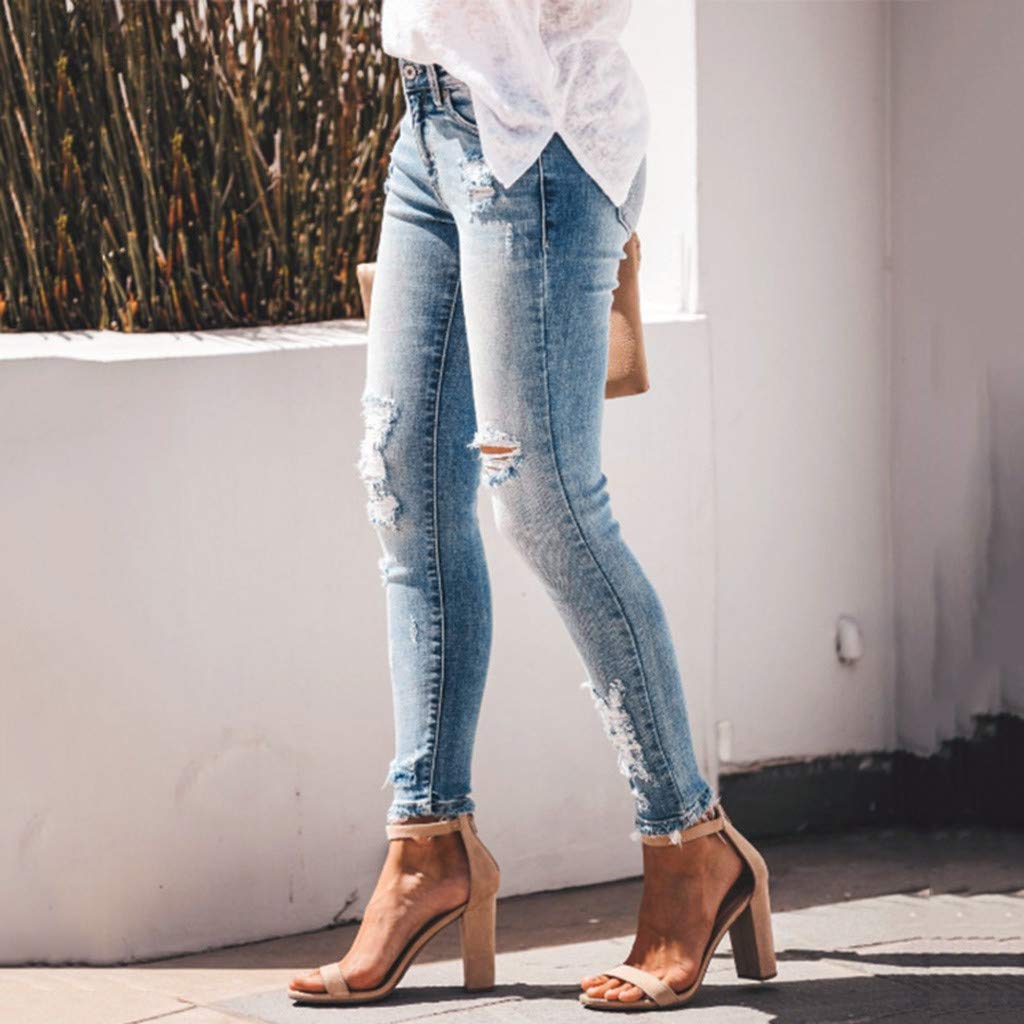 Pantalones Vaqueros elásticos para Mujer con Tira de Botones visibles, Elegantes, Cintura Alta, Ajustados, de Estilo Urbano, Azul