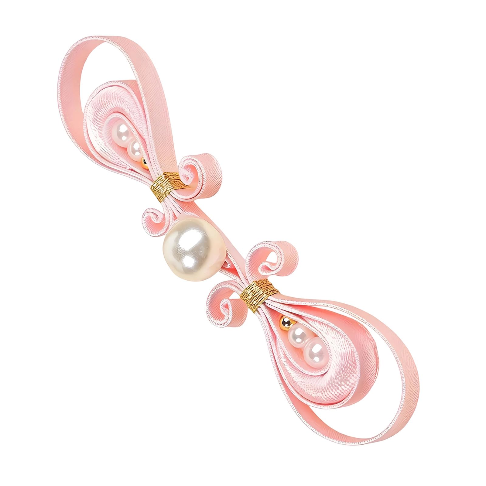 BOYANDM Chinese Satins Cloth Button Featuring Golden Pearls Accent for Garments Handcrafted Sateen Button