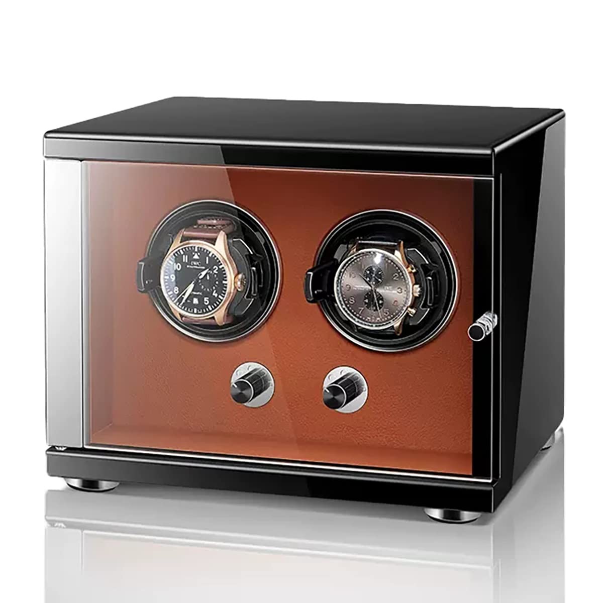 EHVYBDX Automatic Watch Winder Box for 1 2 4 6 Watches Flexible Pillow Wood Shell Piano Display Box with Quiet Motor Watch Storage Case