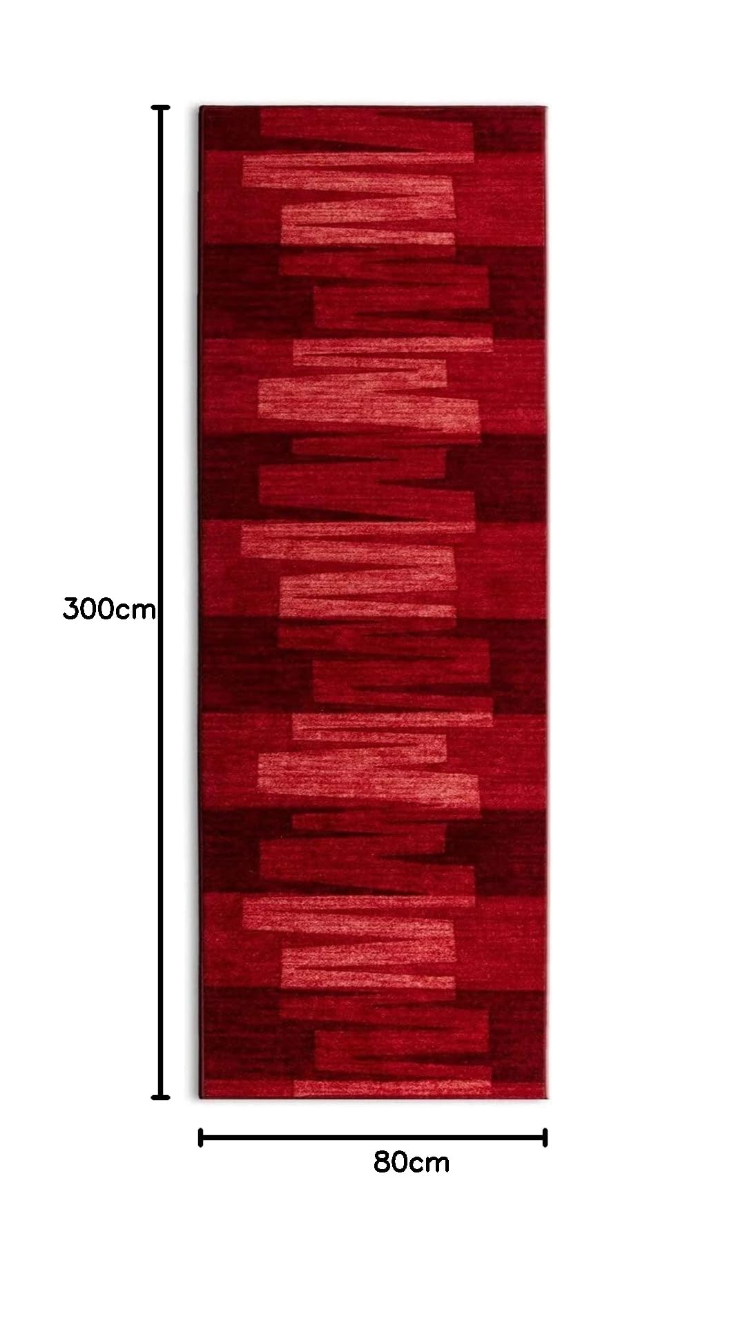 KARAT Tappetino a Passatoia per Uso Intenso - Via Veneto - Tappetino Antiscivolo per Tapis Roulant - Tappetino Anti-Allergico per Cucina, Corridoio, Soggiorno, Ufficio - Rosso, 80 x 300 cm