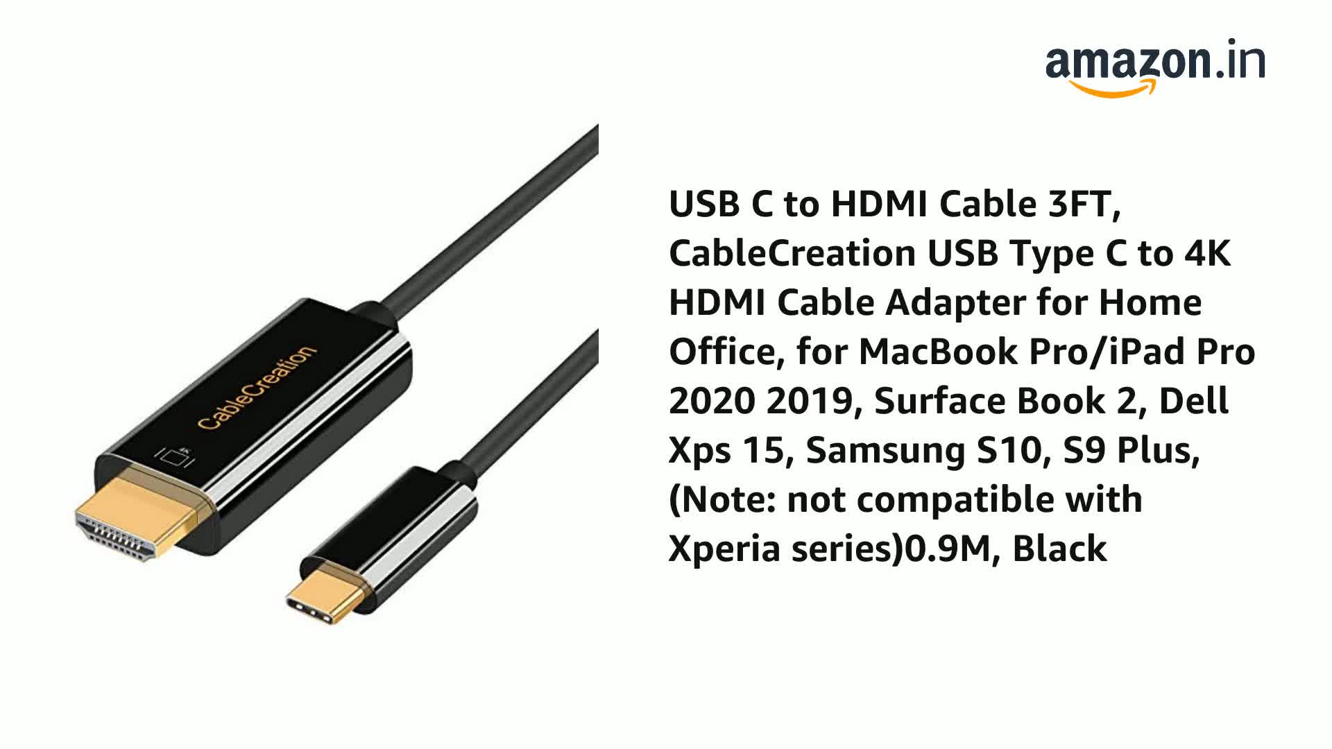 CableCreation USB C To HDMI Cord For MacBook Pro/Air, Dell XPS 15