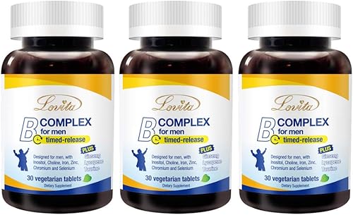 Lovita Complejo Vitamina B de alta potencia para hombres liberación de tiempo fórmula premium con extracto de ginseng licopeno taurina para estrés