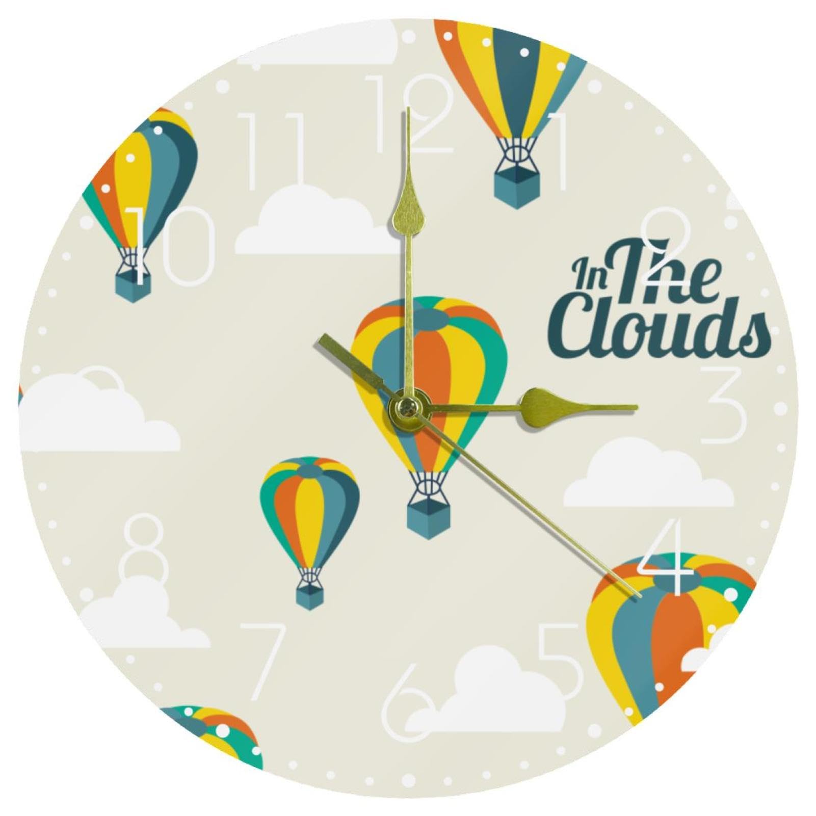 Horloge murale en forme de montgolfière The Clauds en acrylique de 25,4 cm