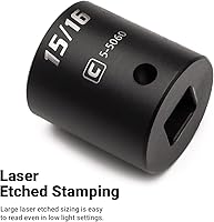 Vista 5 de Capri Tools Dado de impacto poco profundo de 1 pulgada, accionamiento de 1/2 pulgada, 6 puntos, SAE