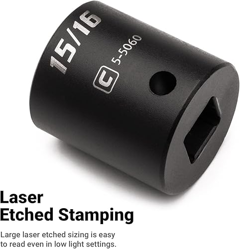 Miniatura 5 de Capri Tools Zócalo de impacto poco profundo de 1516 pulgadas, accionamiento de 12 pulgada, 6 puntos, SAE (CP55060)