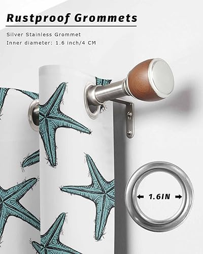 Miniatura 6 de Turquoise Starfish Outdoor Curtains for Patio Waterproof Drapery,Grommet Window Curtain Living Room,Bedroom,Doorway,Kitchen,Cafe,Porch,Cabana Drapes