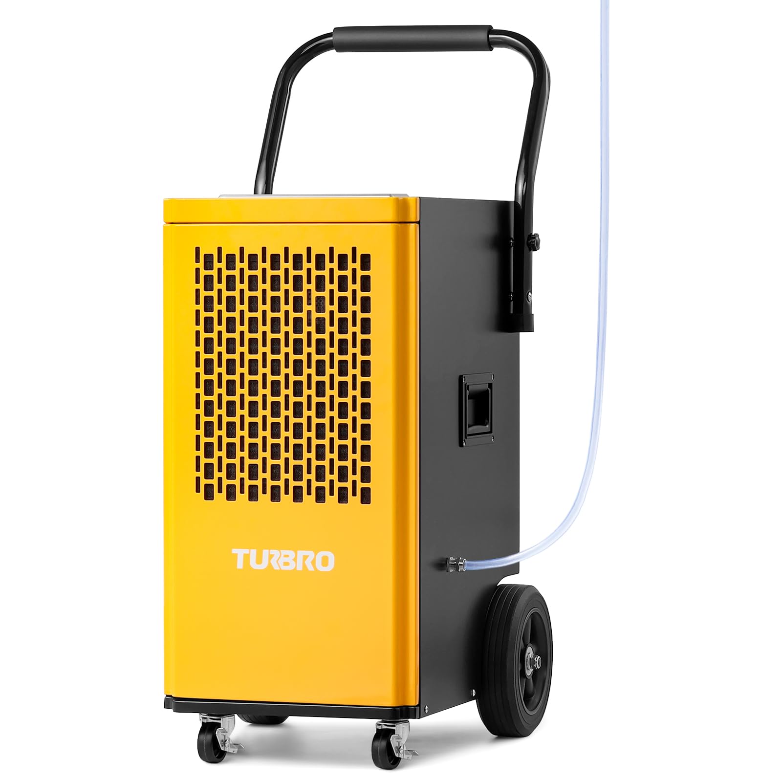 TURBRO 165 Pint Commercial Dehumidifier with Pump and Drain Hose, for Large Spaces up to 7,500 Sq. Ft., Rolling Wheels, Faster Defrost, for Basements,