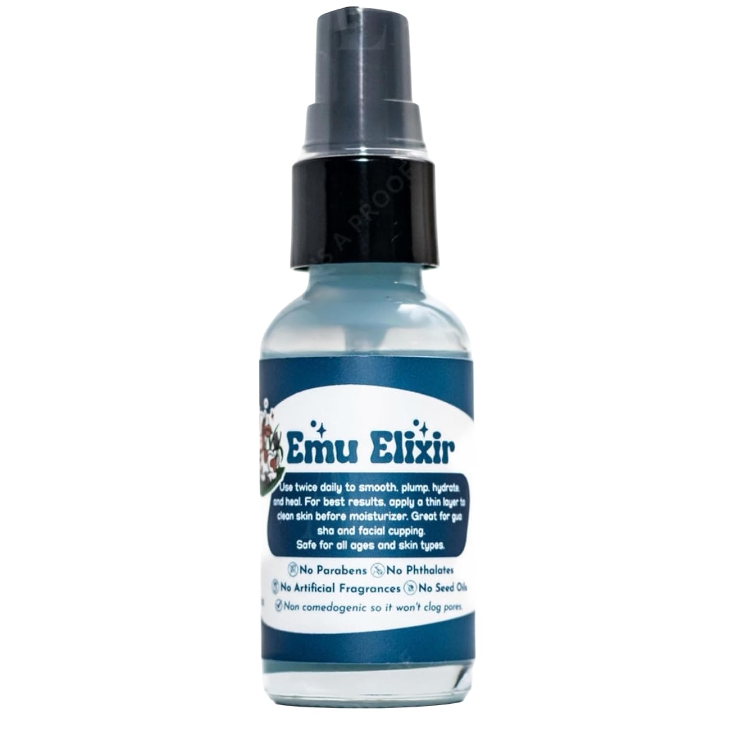 Emu Elixir Serum for hydration, morning and evening moisturizer, facial massage, fine lines and wrinkles, gua sha, cupping, acne, eczema and more. Organic and chemical free emu oil.