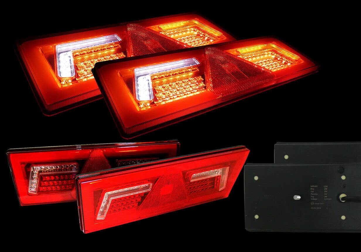 2 Luci Di Posizione Fanali Posteriori LED Sottili 12/24V Freccia Dinamica Per Il Telaio Posteriore Di Camion Rimorchio Furgoni Camper Autobus