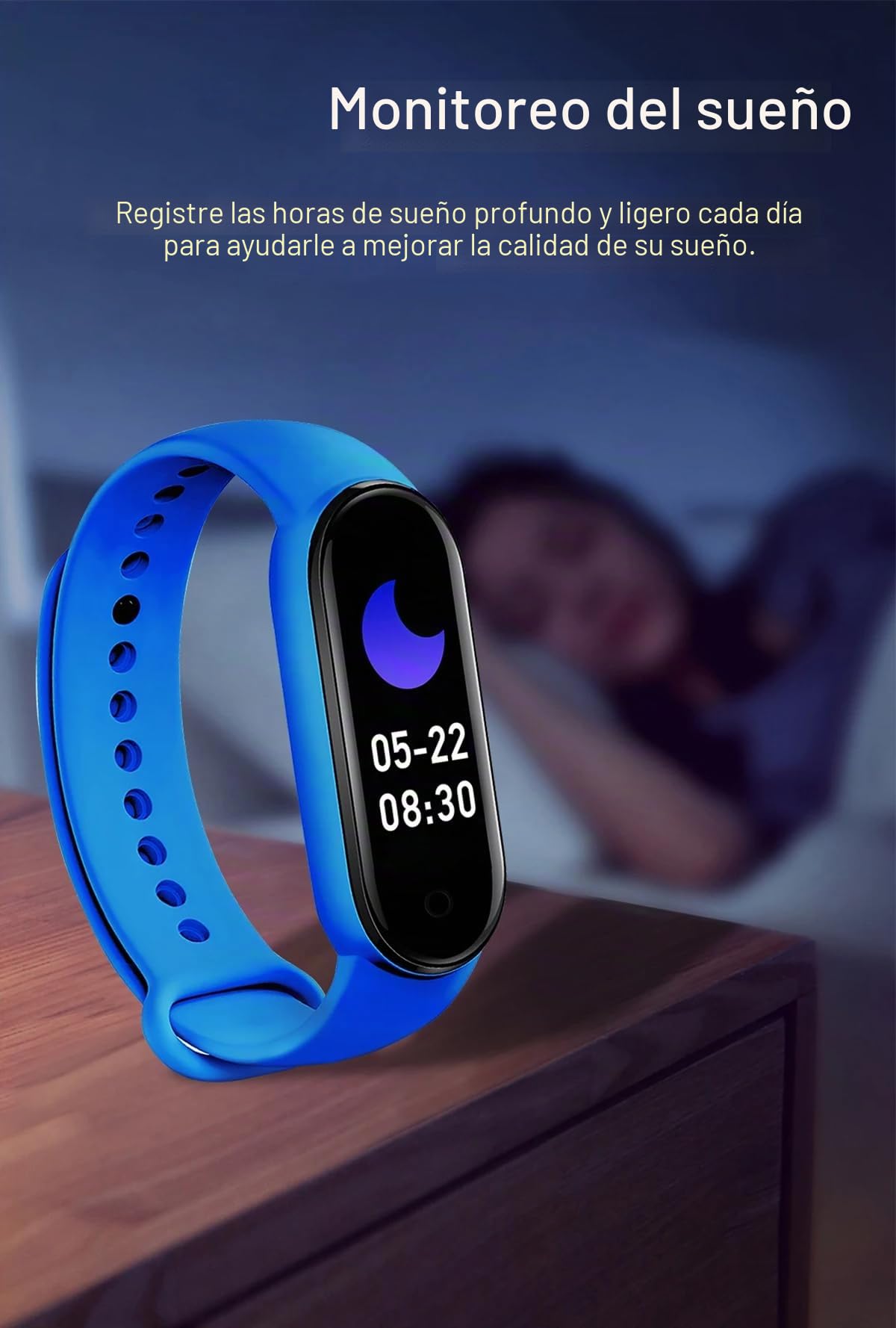 Banda Inteligente M8 8 Frecuencia Cardíaca Oxigenación IP67 Impermeable Sueño Carga Magnética (Negro)